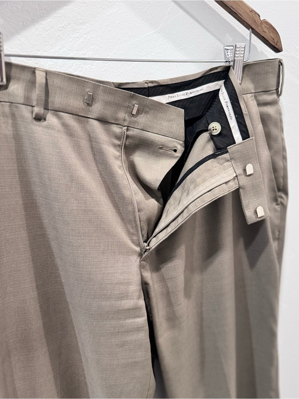 Perry Ellis Portfolio Modern Fit Taupe Brown Dress Pants Mens 32x32 - Picture 8 of 12